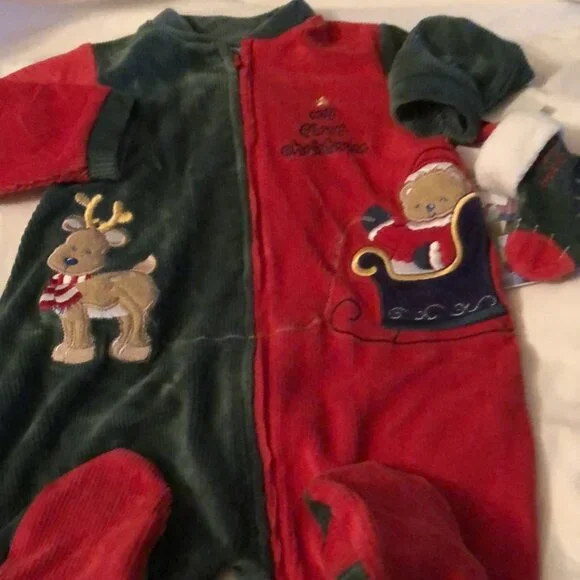 Outfit My First Christmas infant new sizes 6 months or 9 months cotton Little Me - Picture 1 of 1